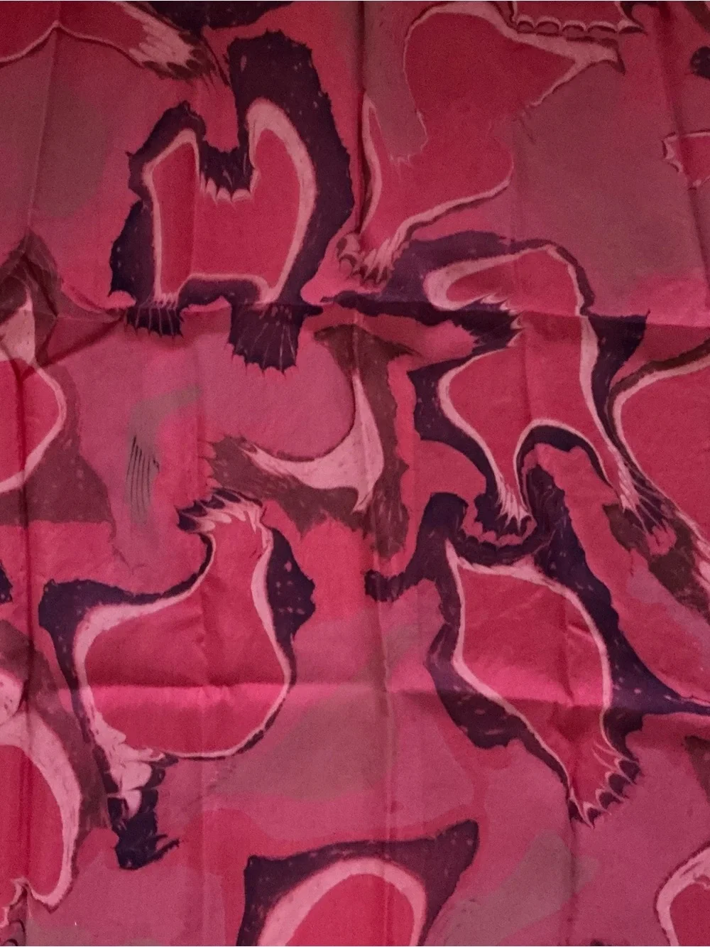 Vintage 80s Happiness 100% pure silk scarf pink multicolored